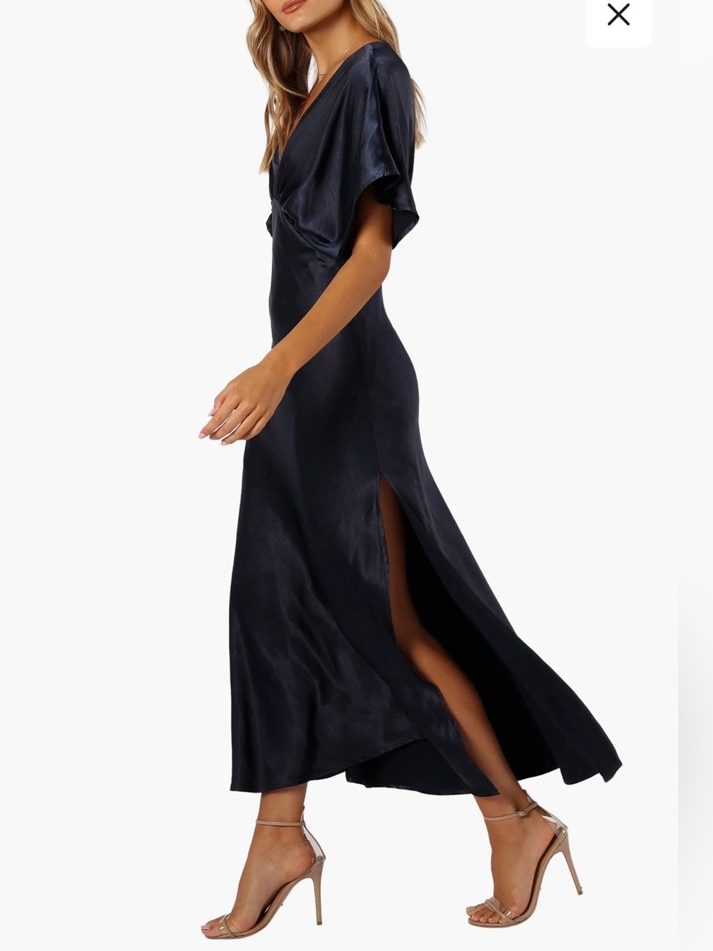 NWT Petal & Pup Sz Medium Navy Blue Ricki Dolman Sleeve Satin Maxi Dress Ret $99 - Picture 3 of 14